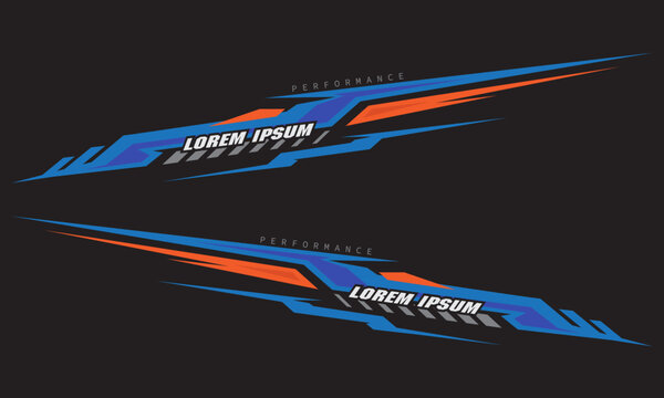 Wrap Design For Car vectors. Sports stripes, car stickers black color. Racing decals for tuning V2_20230614