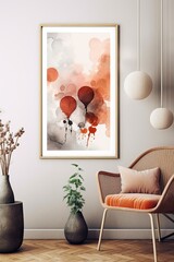 Burnt Tones Abstract Watercolor Painting - Digital Canvas Printable Wall Art for Bohemian Project Design. Generative AI