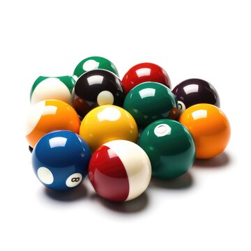 Billiard balls Pool Snooker Carom isolated on white background. Generative AI
