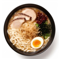 Tonkotsu Ramen Pork Bone isolated on white background. Generative AI