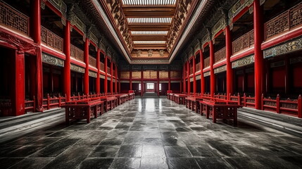 Naklejka na ściany i meble Luxurious Ancient Chinese Hall of Mirrors A hall of mi_005, Generative AI, Generative, AI