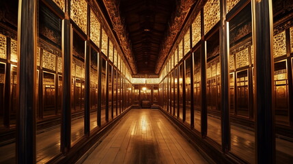 Luxurious Ancient Chinese Hall of Mirrors A hall of mi_007, Generative AI, Generative, AI
