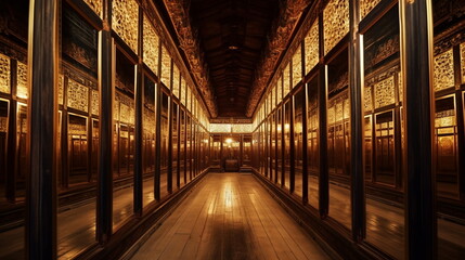 Obraz premium Luxurious Ancient Chinese Hall of Mirrors A hall of mi_007, Generative AI, Generative, AI