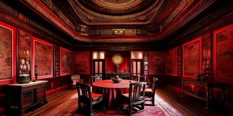 Naklejka premium Luxurious Ancient Chinese The Red Room The Red Room is, Generative AI, Generative, AI