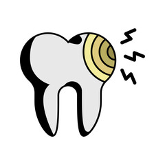 Toothache or painful teeth concept, dental abscess vector icon design, Dentures symbol,Oral Healthcare sign, Dental instrument stock illustration 