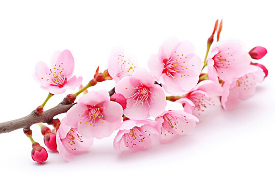 cherry blossom flower on white background, sakura blossom. High quality photo