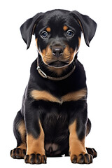 Fototapeta premium portrait of rottweiler puppy isolated in white. generated with AI