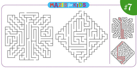 Maze puzzle labirynth set for kids with solution
