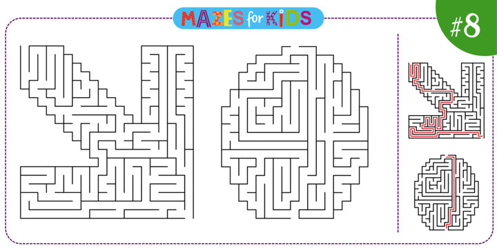 Maze puzzle labirynth set for kids with solution

