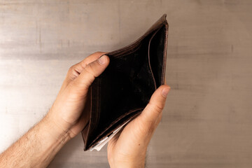 Bankruptcy - Business Person holding an empty wallet