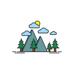 mountain line art vector illustration