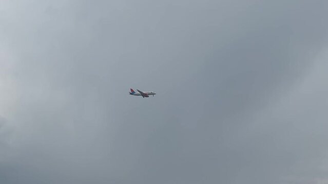 Antalya, Turkey - June 07th 2022 - a plane landing at Antalya airport