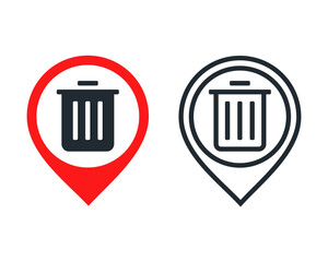 Trashcan map pin icon. Illustration vector
