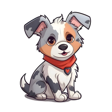 Cute cartoon dog in a red bandana. Vector illustration.