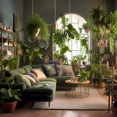 Natural Freshness: How Green Plants Revitalize Your Living Room." - Generative AI, Generative, AI