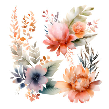 Watercolor flowers. Illustration. Gentle colors. Handmade.