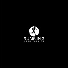 Running logo template icon isolated on dark background