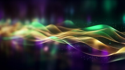 Fototapeta na wymiar Abstract Futuristic Background with Gold, Green, and Purple