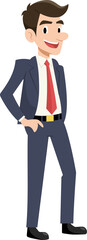 Businessman smile happy flat style cartoon.