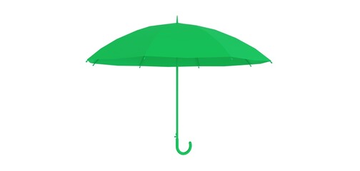 Open green umbrella isolated on white background, 3d rendering.