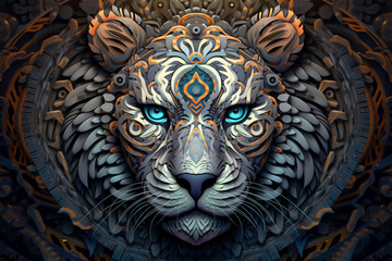 Generative AI - dmt art style, face of tiger
