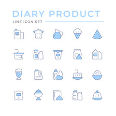 Set color line icons of dairy products