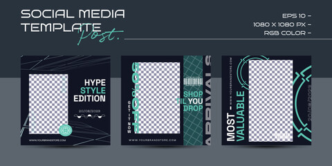 Modern urban futuristic streetwear fashion design for social media post template