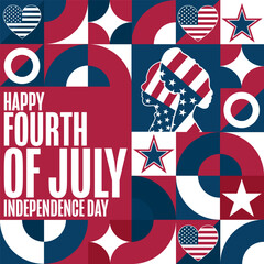 Happy Independence Day. 4th of July. USA. Holiday concept. Template for background, banner, card, poster with text inscription. Vector EPS10 illustration.