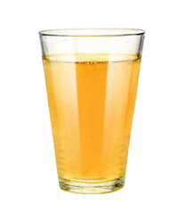 Watercolor apple juice in a glass  isolated on white background. Hand-drawn painting