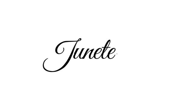 Juneteenth Day June 19. Handwriting Lettering Animation. Text in Black color on White background. Design. 4K, For The Celebration