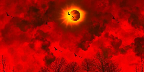 dark night fire sun hot love horror circumstance background the sun over the bird fly canvas use animated live flavor realistic pattern wallpaper image cover page use horror segment banner dark