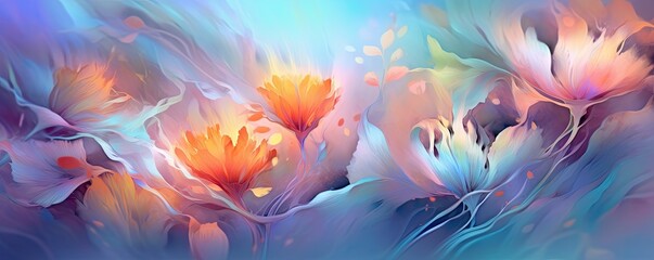 colorful flowers image with flowers watercolor wallpapers, in the style of dark turquoise and light amber, swirling vortexes, i can't believe how beautiful this is, airbrush art AI Generative