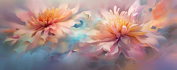 Fototapeta na wymiar colorful flowers image with flowers watercolor wallpapers, in the style of dark turquoise and light amber, swirling vortexes, i can't believe how beautiful this is, airbrush art AI Generative