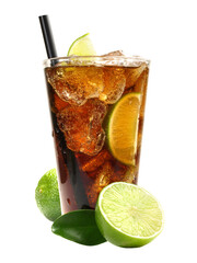 Cuba Libre - Cocktail with Cola and Ice on Transparent PNG Background - 613248946
