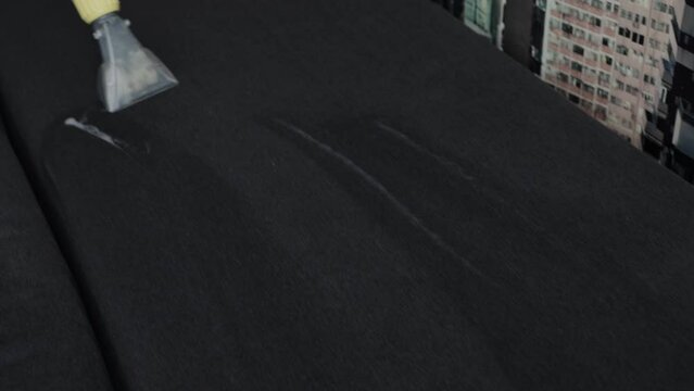 Home cleaning company for upholstered furniture. Removal of dirty stains and stains from furniture upholstery. Washing vacuum cleaner. Copy space for text