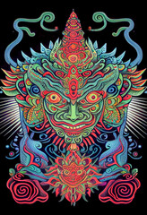 Psychedelic illustration of a human head