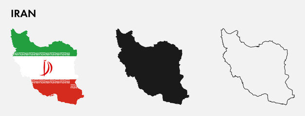 Set of Iran map isolated on white background, vector illustration design