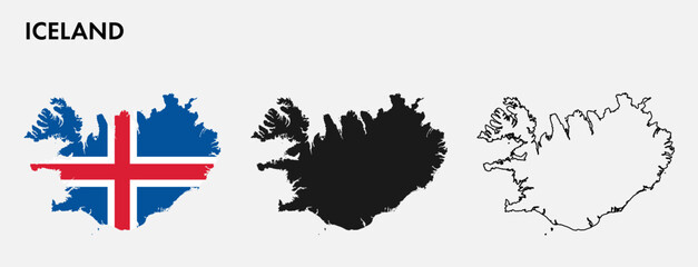 Set of Iceland map isolated on white background, vector illustration design