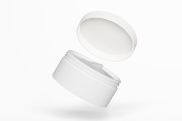 Realistic cosmetic cream jar mockup on white background