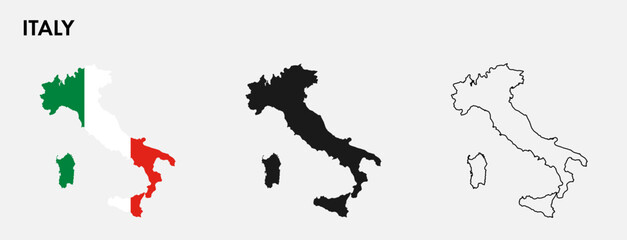 Set of Italy map isolated on white background, vector illustration design