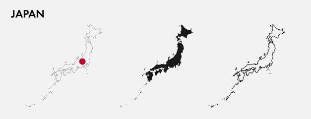 Set of Japan map isolated on white background, vector illustration design