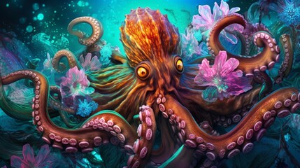 Obraz premium A Colorful Octopus Adventure