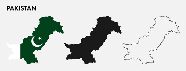 Set of Pakistan map isolated on white background, vector illustration design