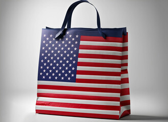 Fototapeta premium USA flag on the shopping bag