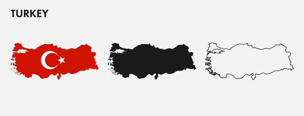 Set of Turkey map isolated on white background, vector illustration design