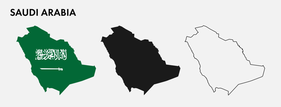 Set of Saudi Arabia map isolated on white background, vector illustration design