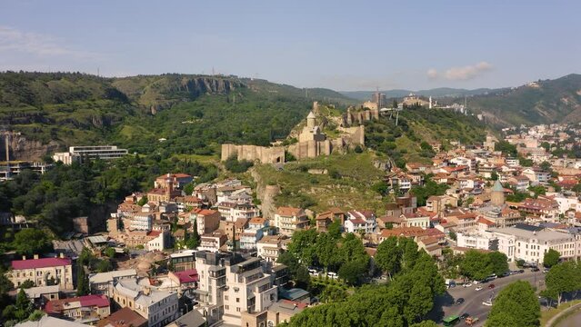 Old town district of Tbilisi. Aerial view