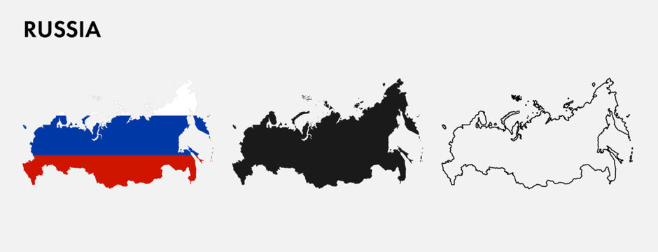 Printable Vector Map of Russia - Flag