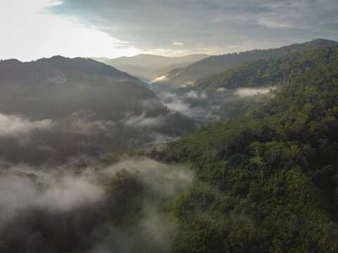 The Aerial of Beautiful Hills in Buru Island, Maluku