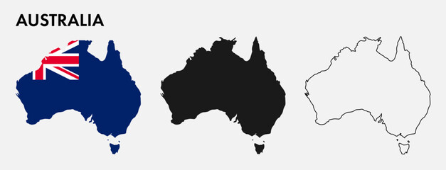 Set of Australia map isolated on white background, vector illustration design © The Imaginary Stock